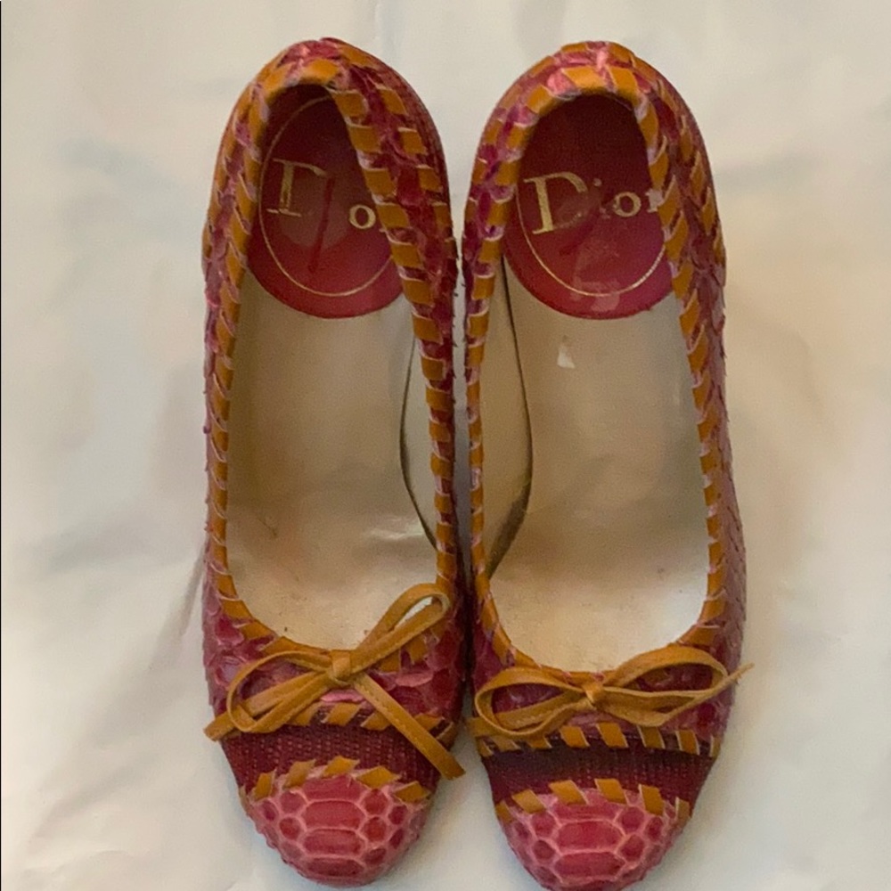 Dior Raspberry Snakeskin heels